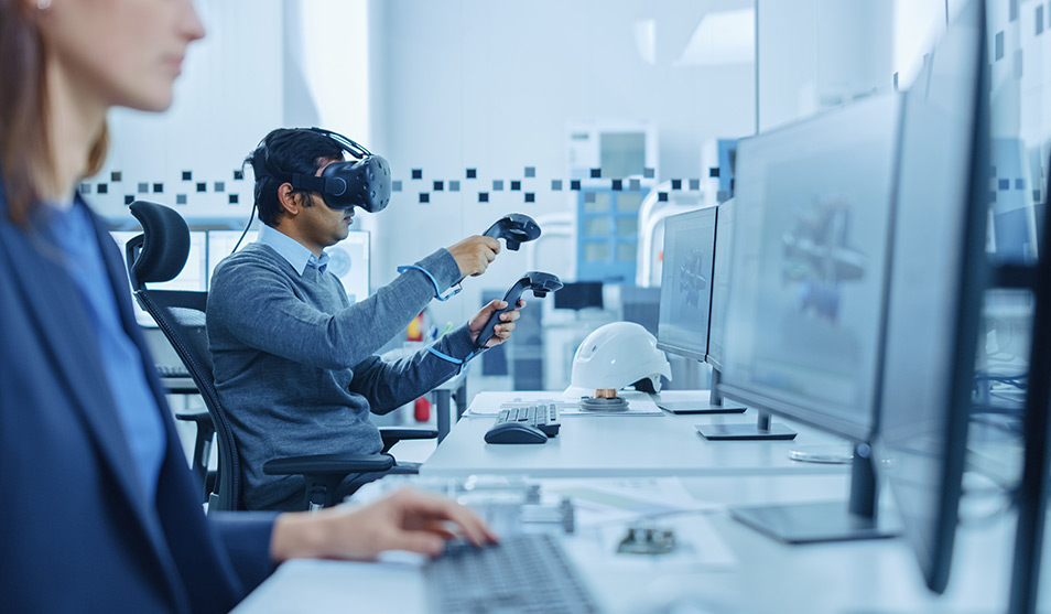 A man is studying VR for a profession