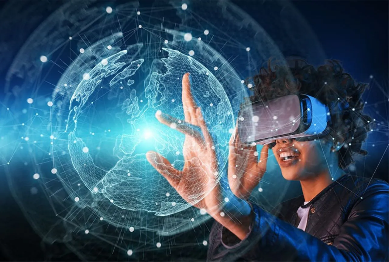 girl in a VR helmet